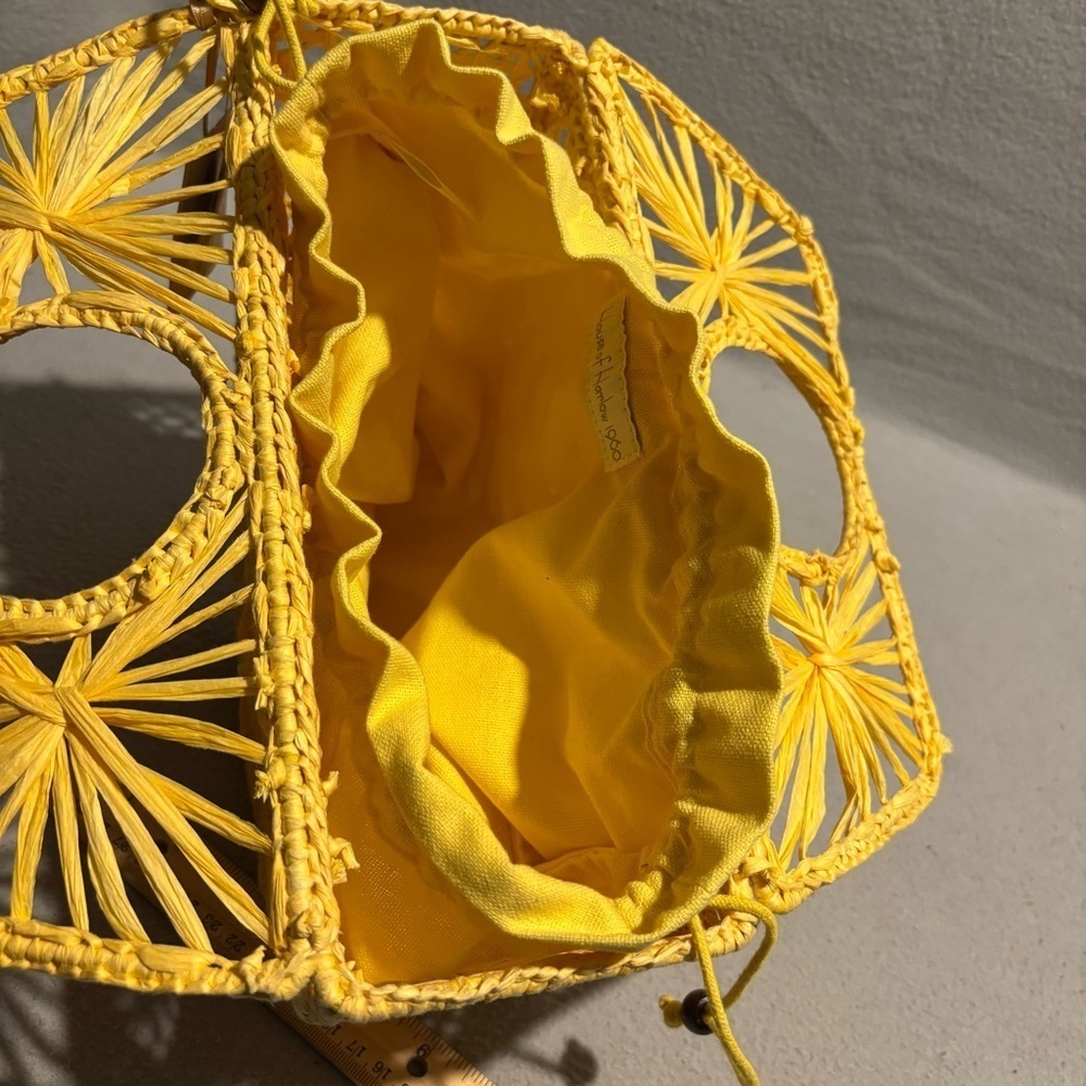 NEW House of Harlow Handwoven Hand Bag Purse Raffia Yellow Gold Vacation Resort - Picture 8 of 11